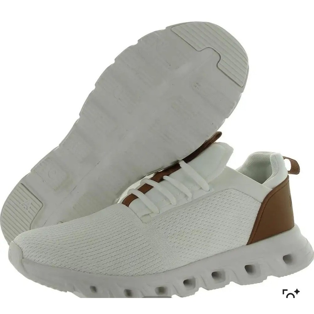 Nautica Low Top Lace-Up Athletic Sneakers White/Brown Solid Comfort Walking